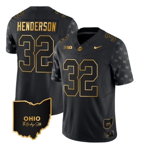 Ohio State Buckeyes Treveyon Henderson Jersey #32 College Football Stitched Alternate Black Gold AFQQGGXV