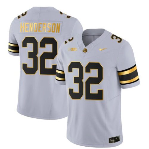Ohio State Buckeyes TreVeyon Henderson Jersey #32 College Football Stitched Gray Gold 4078KGXV