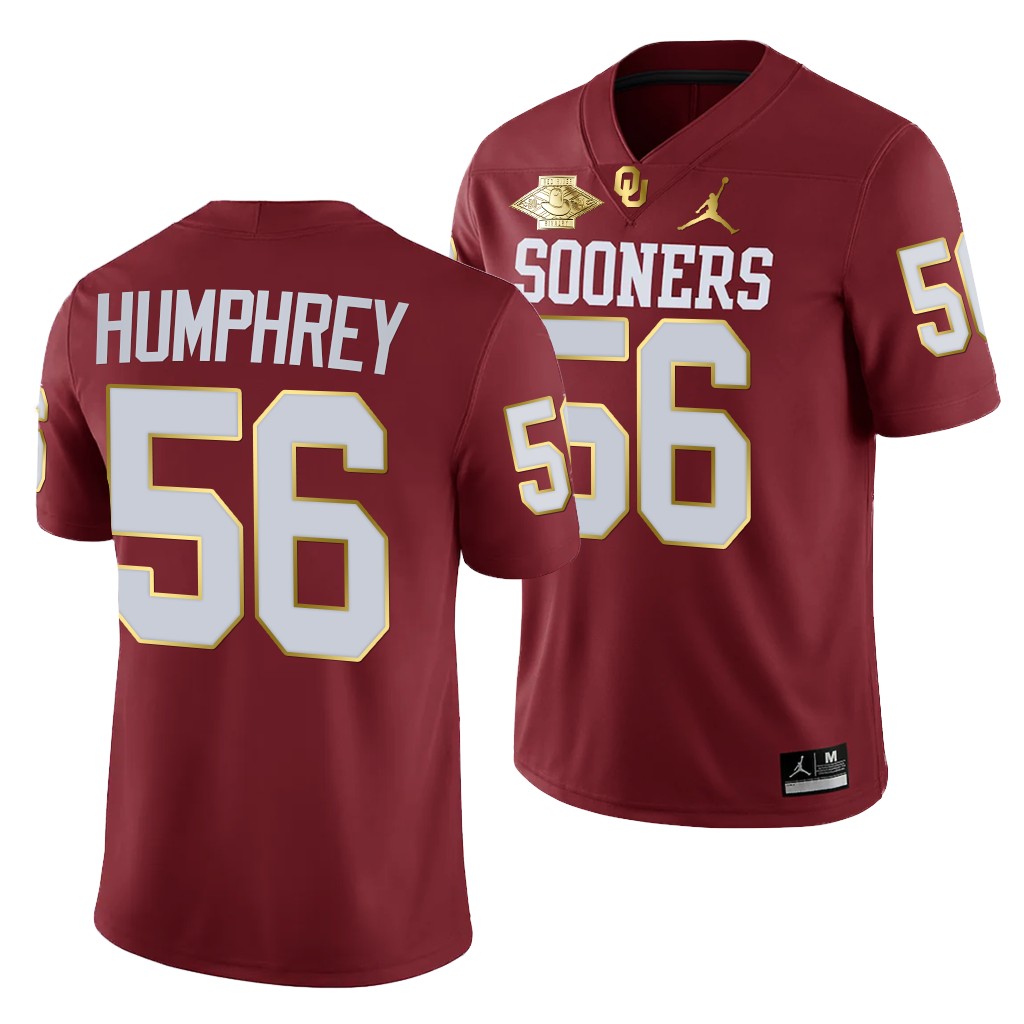 Oklahoma Sooners 56 Creed Humphrey Crimson Red River Showdown Alumni Jersey Men KQVCZGXV