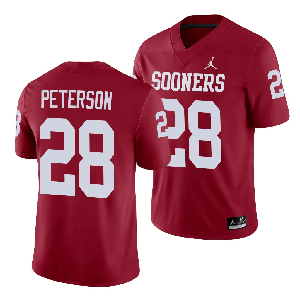 Oklahoma Sooners Adrian Peterson 28 Crimson Alumni Game Jersey MFZCIGXV