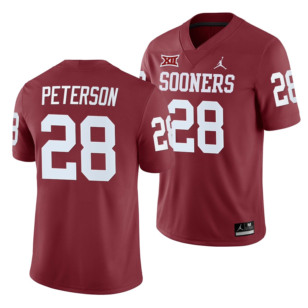 Oklahoma Sooners Adrian Peterson Crimson College Home Game Jersey VZR3TGXV
