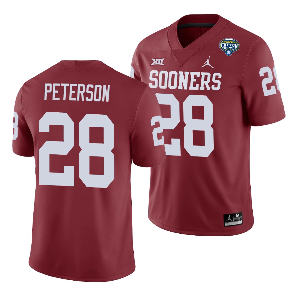 Oklahoma Sooners Adrian Peterson Crimson Cotton Bowl Game Jersey 3QVWWGXV