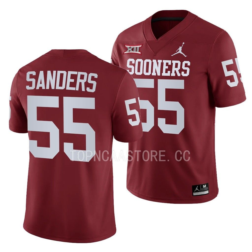 Oklahoma Sooners Ashton Sanders Jersey College Crimson #55 Shirt 7UN7SGXV