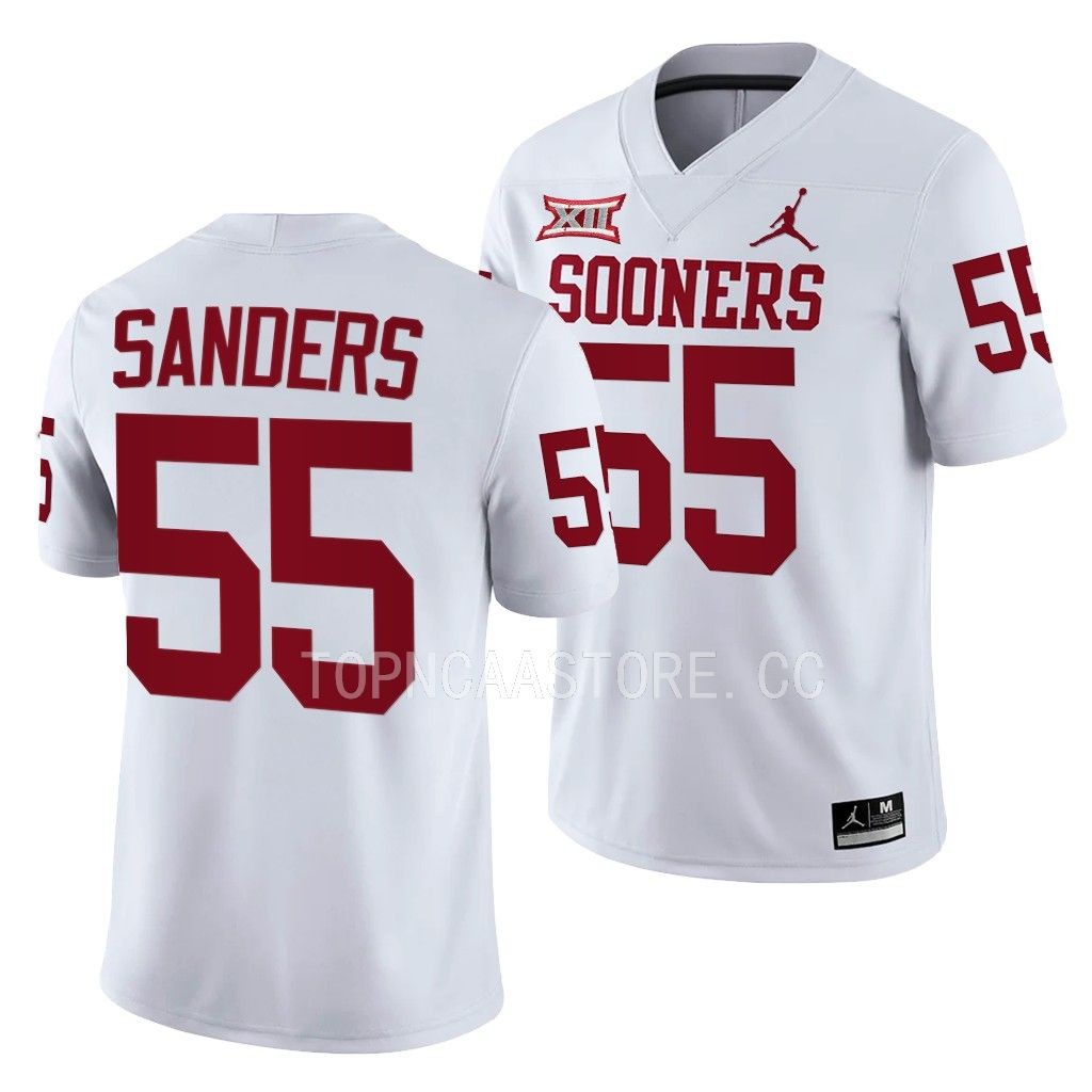 Oklahoma Sooners Ashton Sanders Jersey NIL White #55 Shirt 6HPLZGXV
