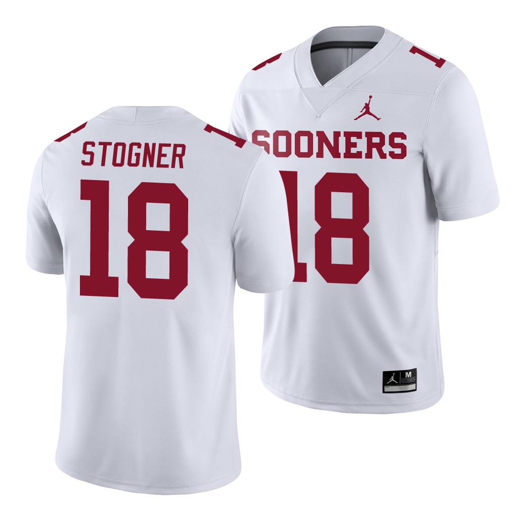 Oklahoma Sooners Austin Stogner 18 White Game Jersey NC4FGGXV