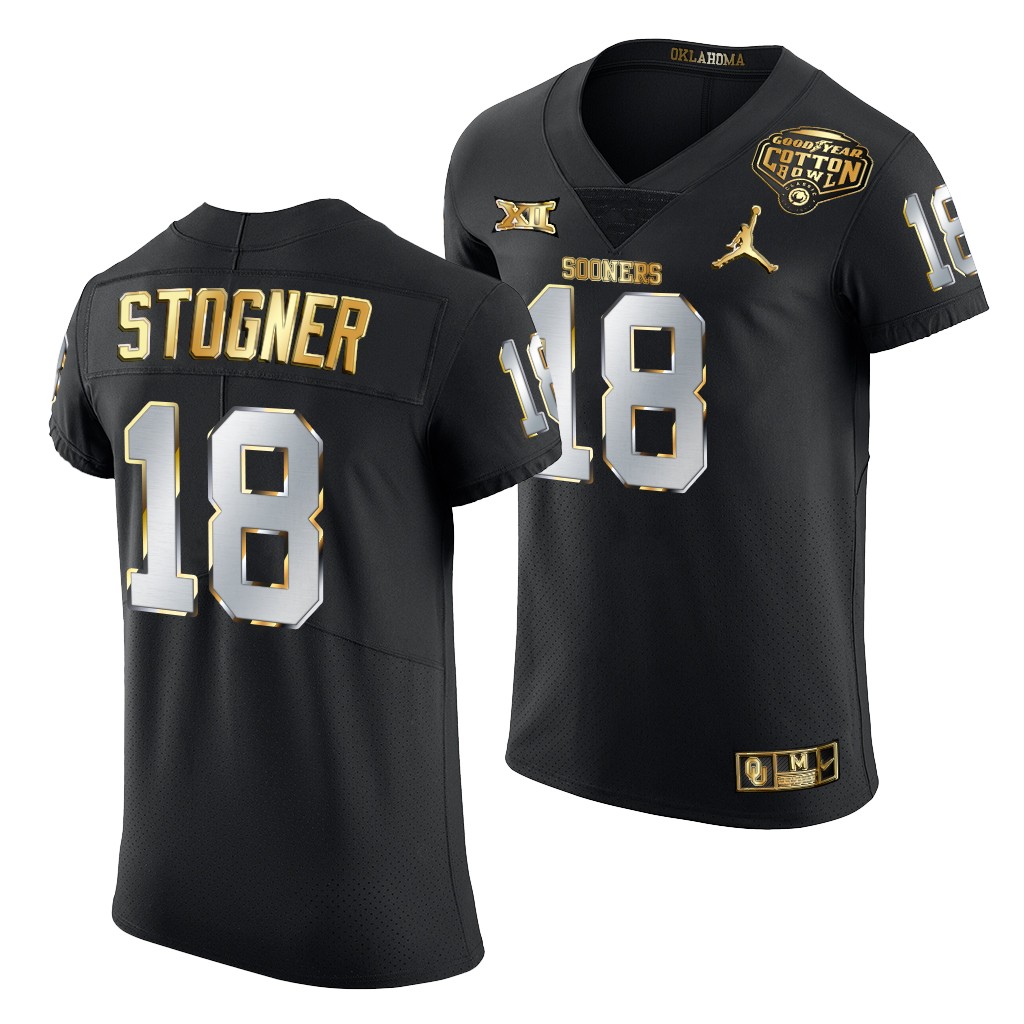 Oklahoma Sooners Austin Stogner Cotton Bowl Classic Jersey Black Golden Edition ZEUITGXV