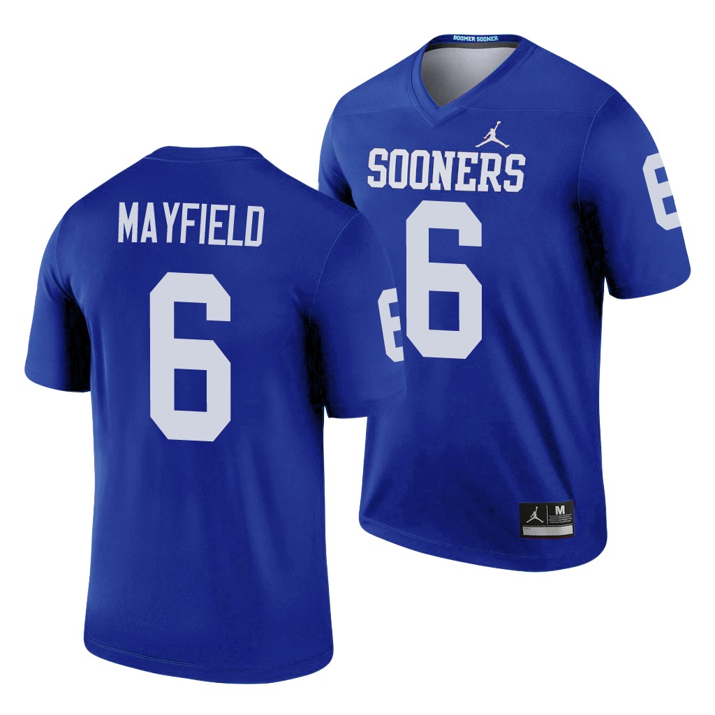 Oklahoma Sooners Baker Mayfield 6 Blue Legend Jersey OIOIJGXV