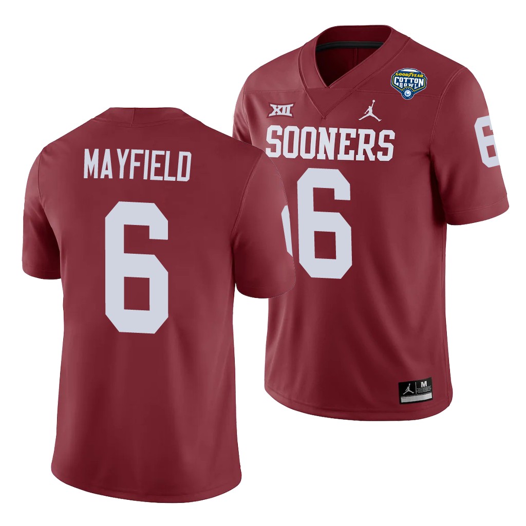 Oklahoma Sooners Baker Mayfield Crimson Cotton Bowl Game Jersey R10R3GXV