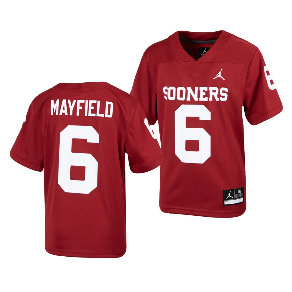 Oklahoma Sooners Baker Mayfield Youth Crimson Alumni Jersey 82HWGGXV