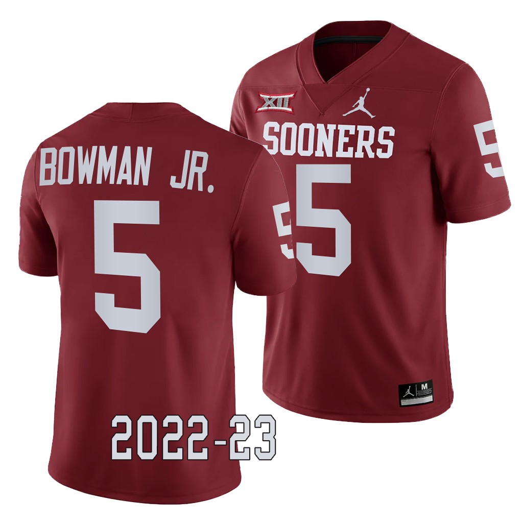 Oklahoma Sooners Billy Bowman Jr. College Jersey #5 Crimson 2022-23 Game Uniform P4UJEGXV