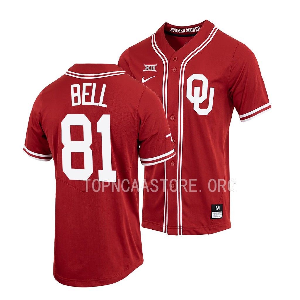Oklahoma Sooners Blake Bell Shirt Crimson #81 Jersey Full-Button OOUSWGXV