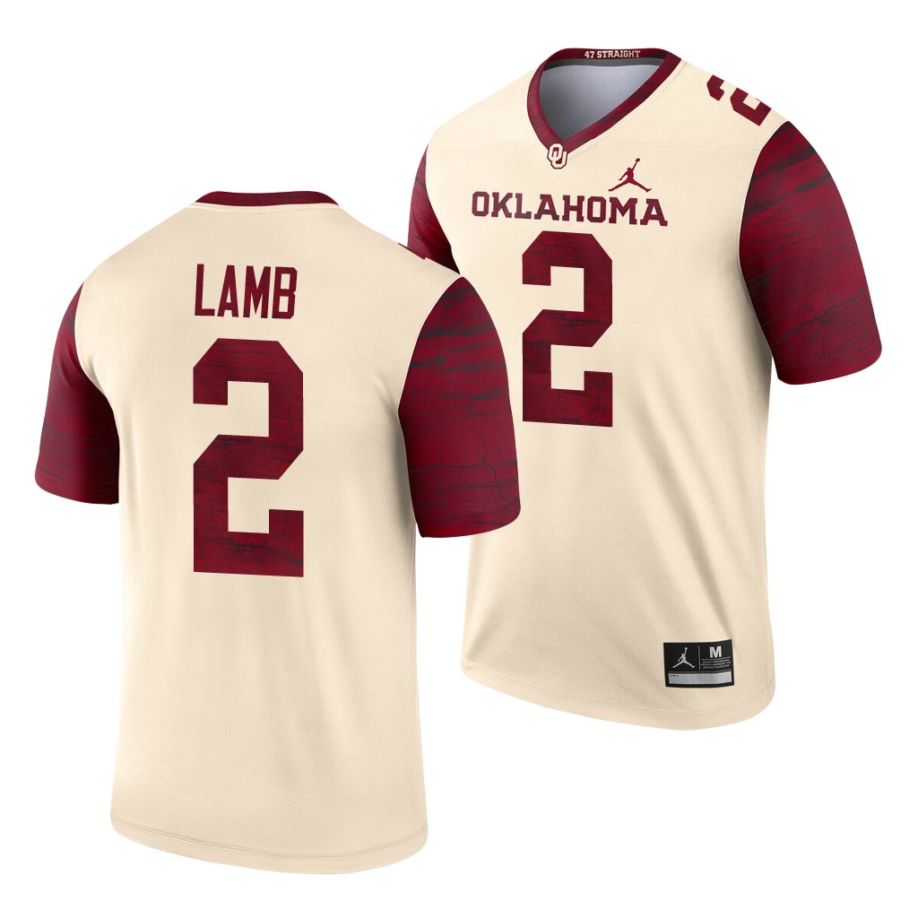 Oklahoma Sooners CeeDee Lamb 2 Cream Legend Alternate Jersey ZXSO7GXV