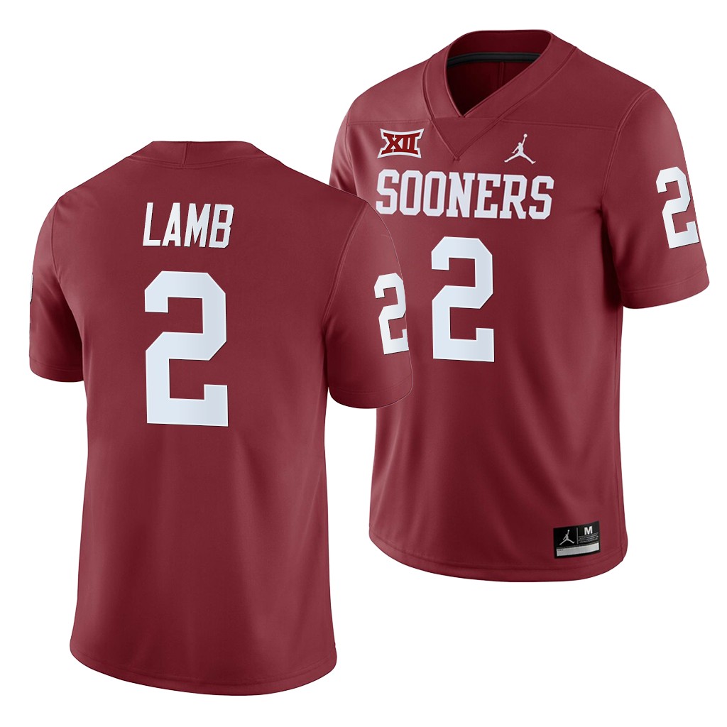Oklahoma Sooners CeeDee Lamb Crimson College Home Game Jersey VNZFDGXV