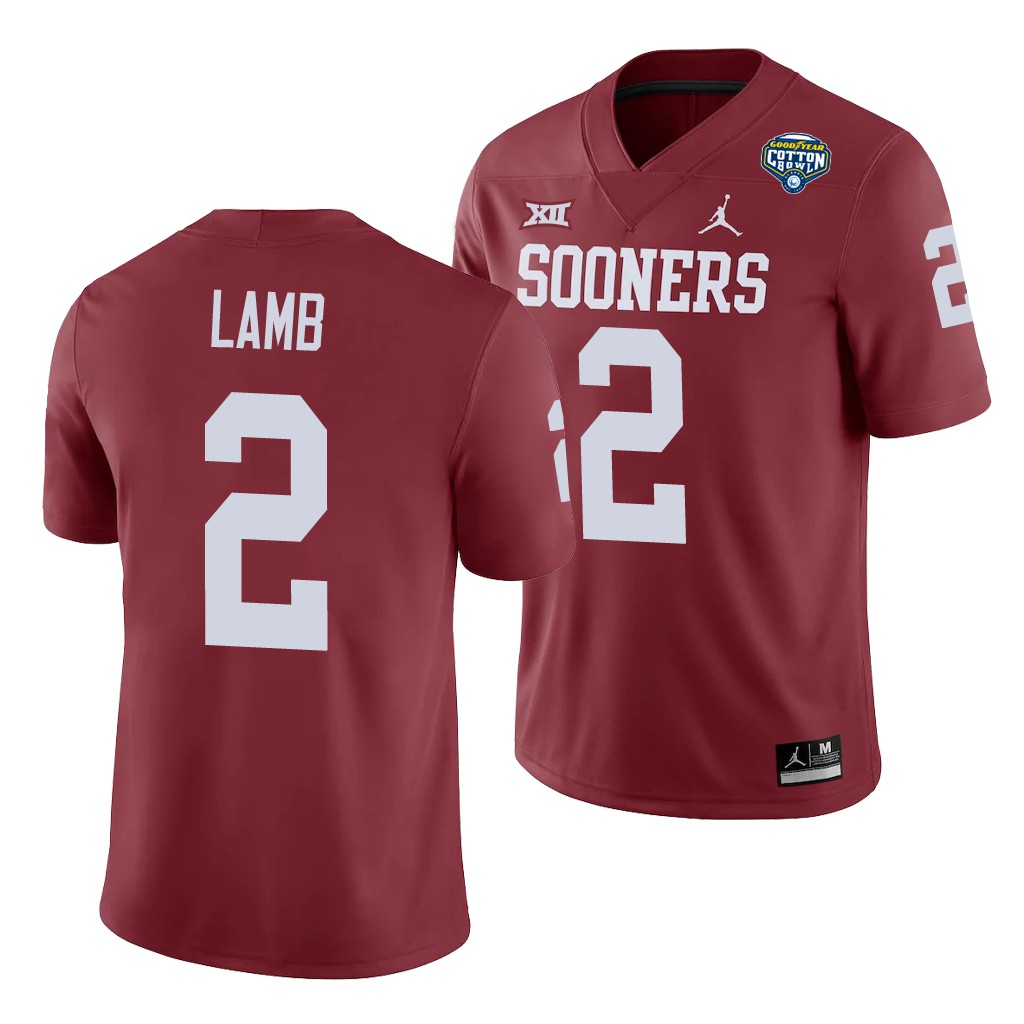 Oklahoma Sooners CeeDee Lamb Crimson Cotton Bowl Game Jersey YHOBUGXV