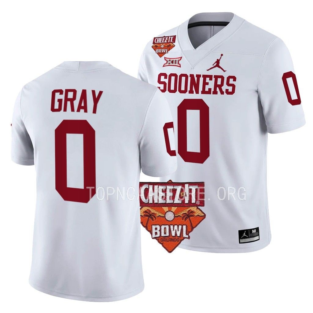 Oklahoma Sooners Cheez-It Bowl Eric Gray #0 White College Jersey MKNFGGXV