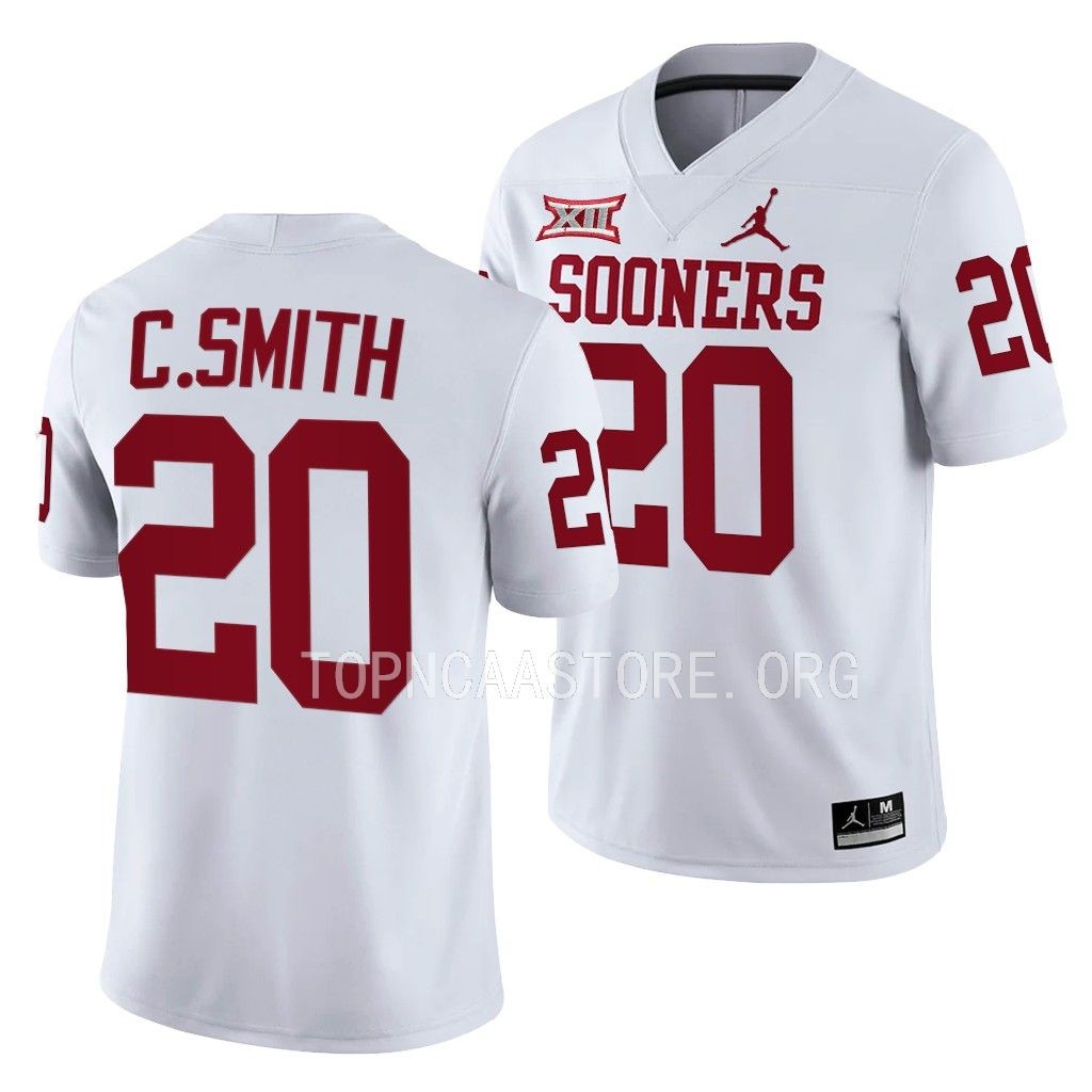 Oklahoma Sooners Clayton Smith Jersey College White #20 Game Shirt ABLMJGXV