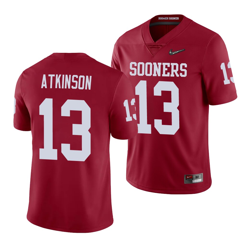Oklahoma Sooners Colt Atkinson Crimson College Playoff Game Jersey EPT52GXV