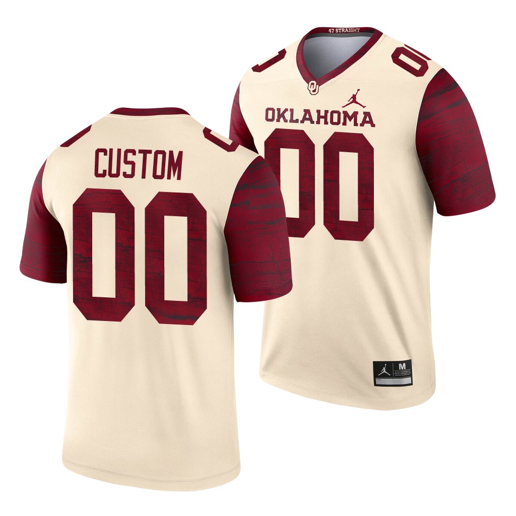 Oklahoma Sooners Custom 00 Cream Legend Alternate Jersey OXBYPGXV