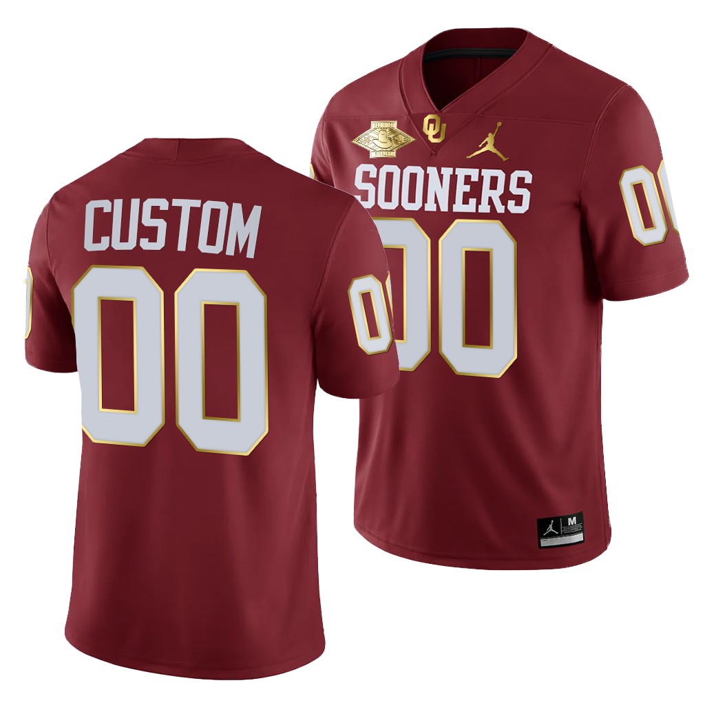 Oklahoma Sooners Custom 00 Crimson Red River Showdown Golden Edition Jersey Men 1IAM1GXV