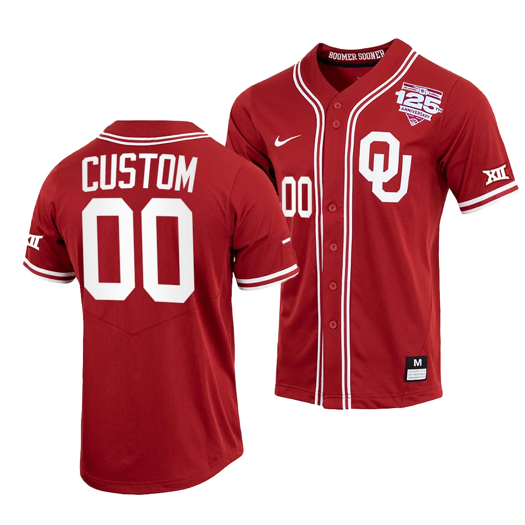 Oklahoma Sooners Custom 125th Season Crimson #00 Jersey Full-Button OHZXFGXV