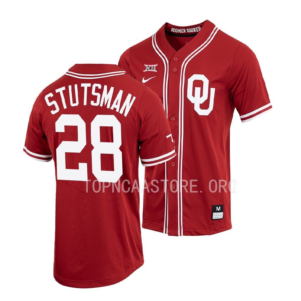 Oklahoma Sooners Danny Stutsman Shirt Crimson #28 Jersey Full-Button 1RL7MGXV