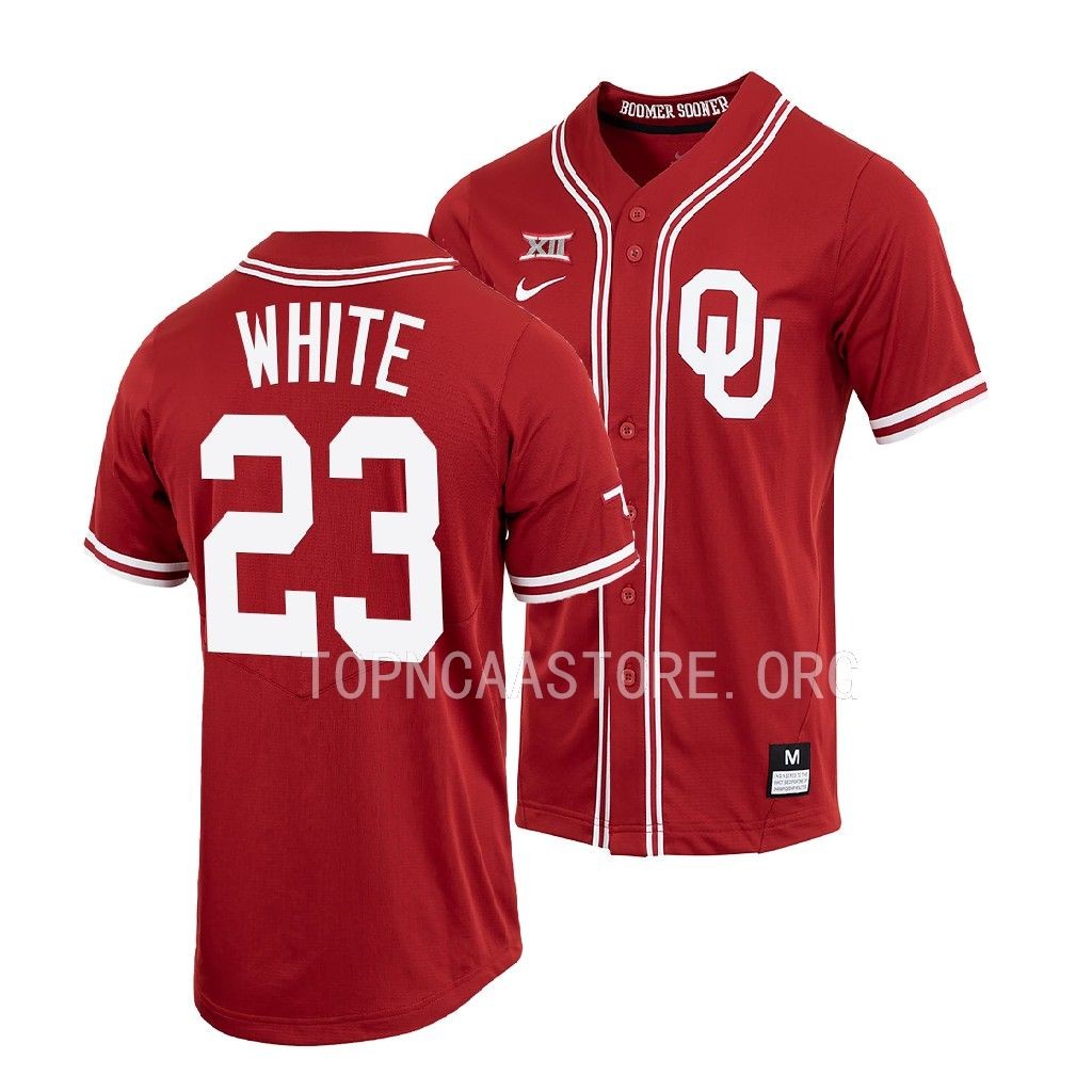 Oklahoma Sooners DaShaun White Shirt Crimson #23 Jersey Full-Button XIV82GXV