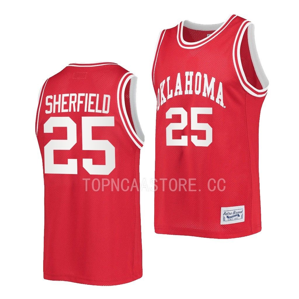 Oklahoma Sooners Grant Sherfield Crimson #25 Classic Jersey 2022-23 Retro VRNAUGXV