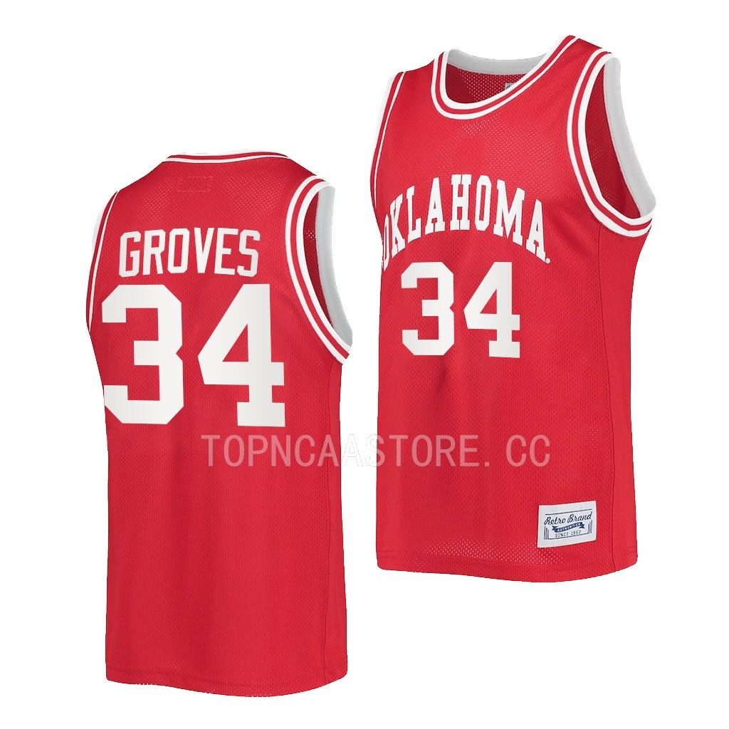 Oklahoma Sooners Jacob Groves Crimson #34 Classic Jersey 2022-23 Retro PG4NDGXV