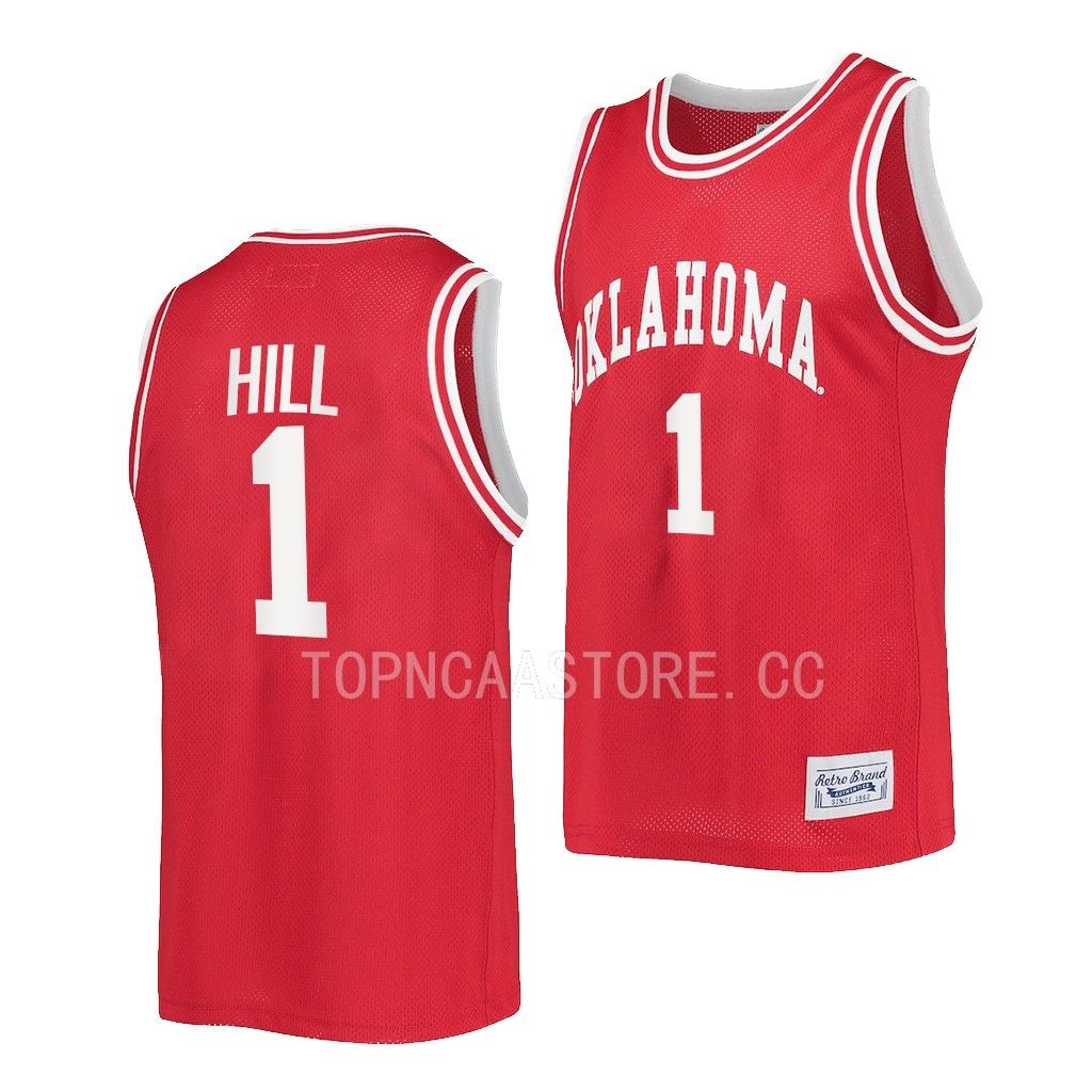 Oklahoma Sooners Jalen Hill Crimson #1 Classic Jersey 2022-23 Retro FYYAVGXV