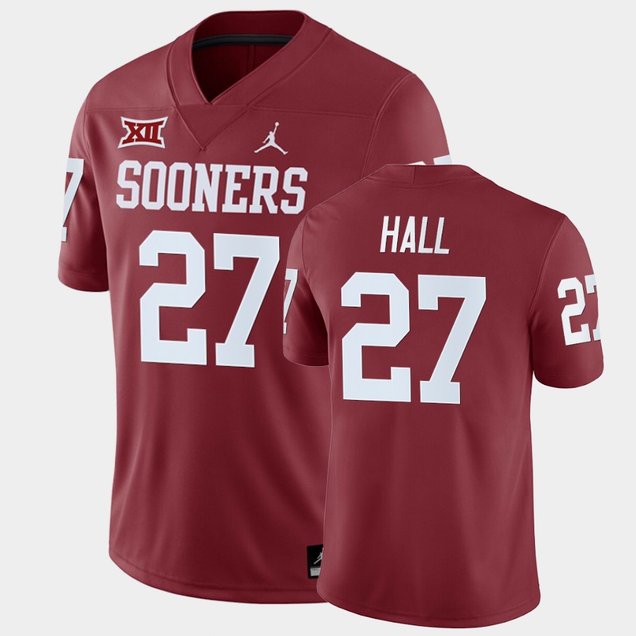 Oklahoma Sooners Jeremiah Hall Crimson Home Game Jersey MI4WNGXV