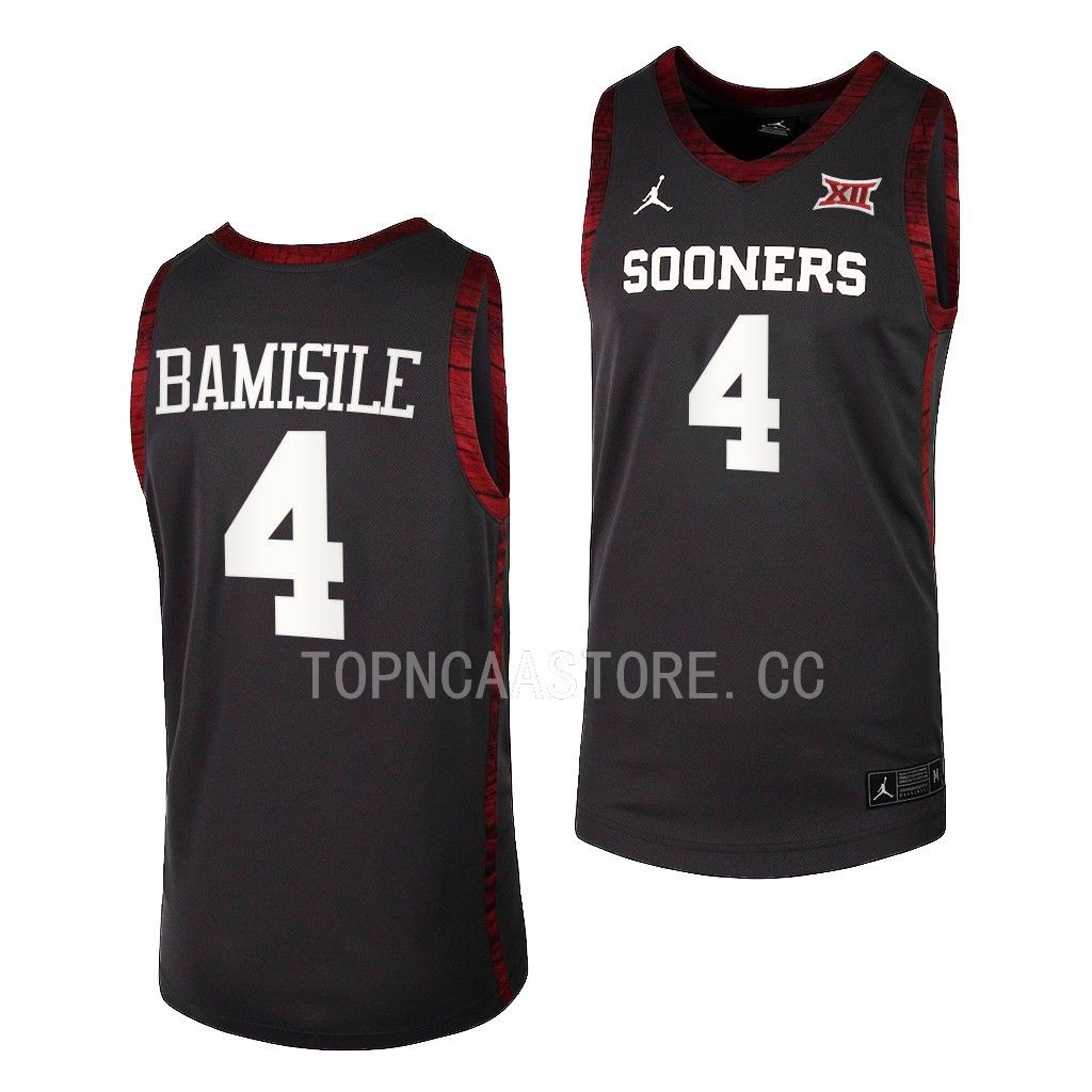 Oklahoma Sooners Joe Bamisile College uniform Anthracite #4 Jersey 2022-23 GMZKSGXV