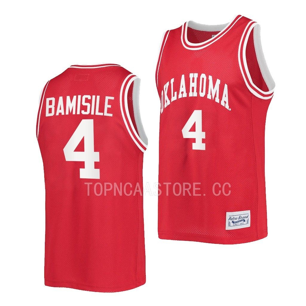 Oklahoma Sooners Joe Bamisile Crimson #4 Classic Jersey 2022-23 Retro UYJTUGXV