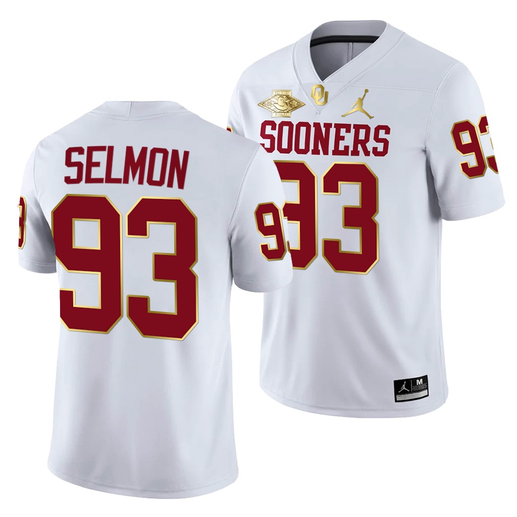 Oklahoma Sooners Lee Roy Selmon 93 White Red River Showdown Jersey Men TDU4EGXV