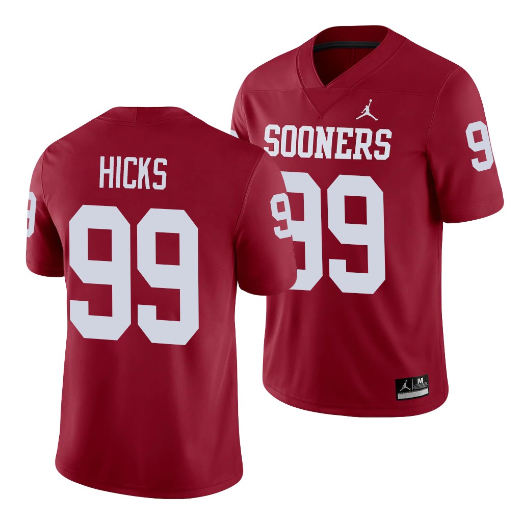 Oklahoma Sooners Marcus Hicks 99 Crimson Alumni Game Jersey JBWVFGXV