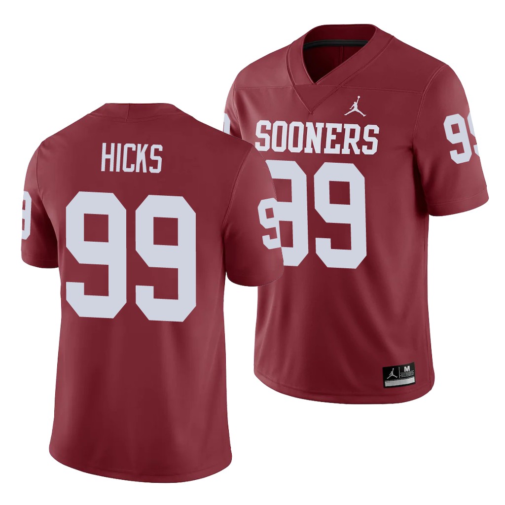 Oklahoma Sooners Marcus Hicks Crimson Game College Jersey 1S2T1GXV