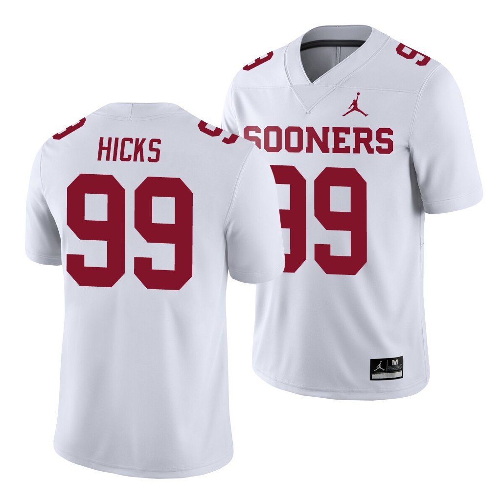 Oklahoma Sooners Marcus Hicks White College Game Jersey CE1H7GXV