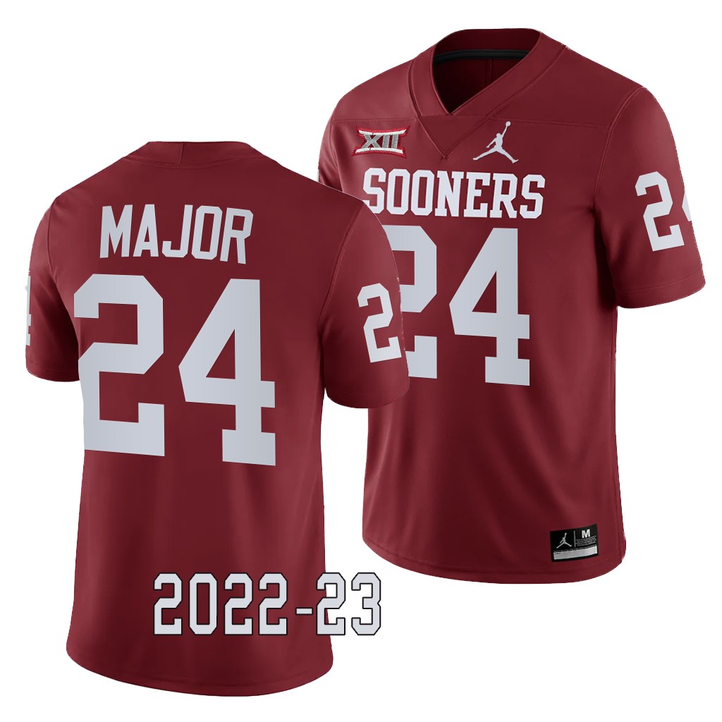 Oklahoma Sooners Marcus Major College Jersey #24 Crimson 2022-23 Game Uniform Z5SVWGXV