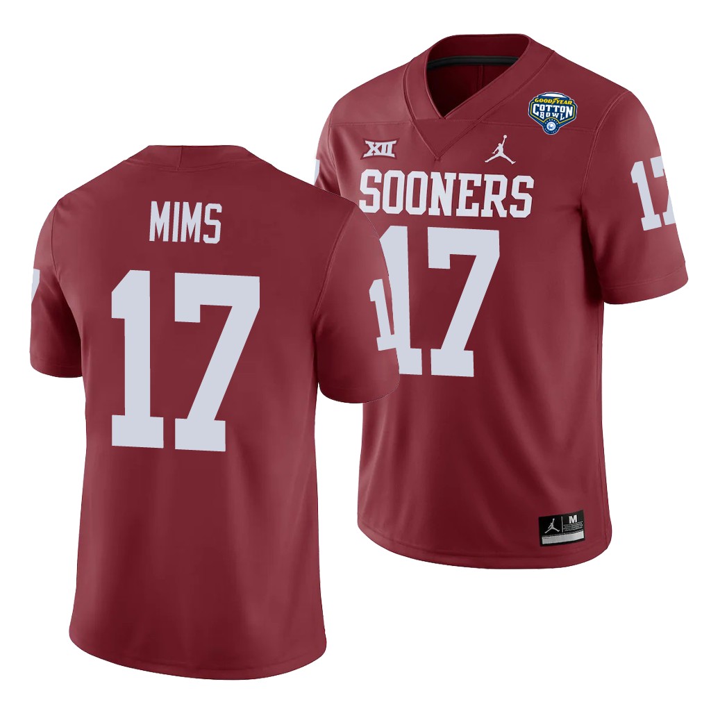 Oklahoma Sooners Marvin Mims Crimson Cotton Bowl Game Jersey ML6GXGXV