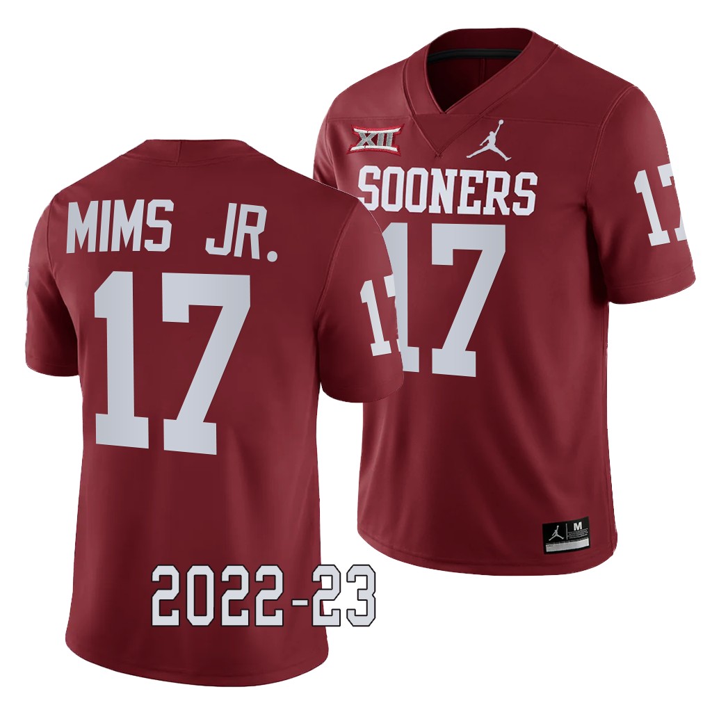 Oklahoma Sooners Marvin Mims Jr. College Jersey #17 Crimson 2022-23 Game Uniform DNFDBGXV