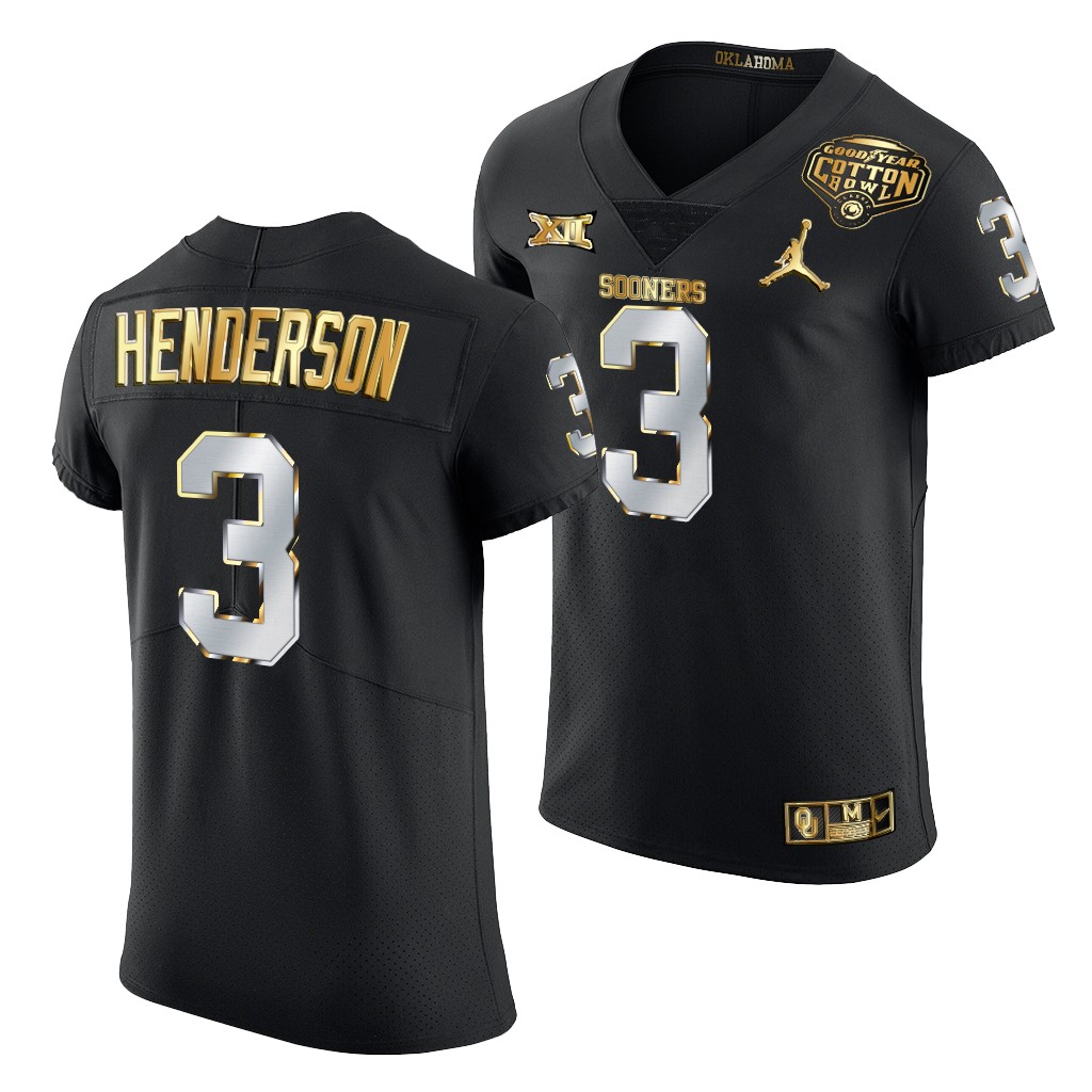 Oklahoma Sooners Mikey Henderson Cotton Bowl Classic Jersey Black Golden Edition RKBNFGXV