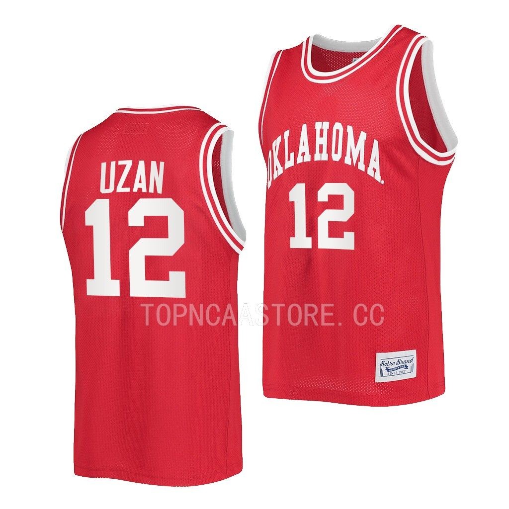 Oklahoma Sooners Milos Uzan Crimson #12 Classic Jersey 2022-23 Retro INMHZGXV