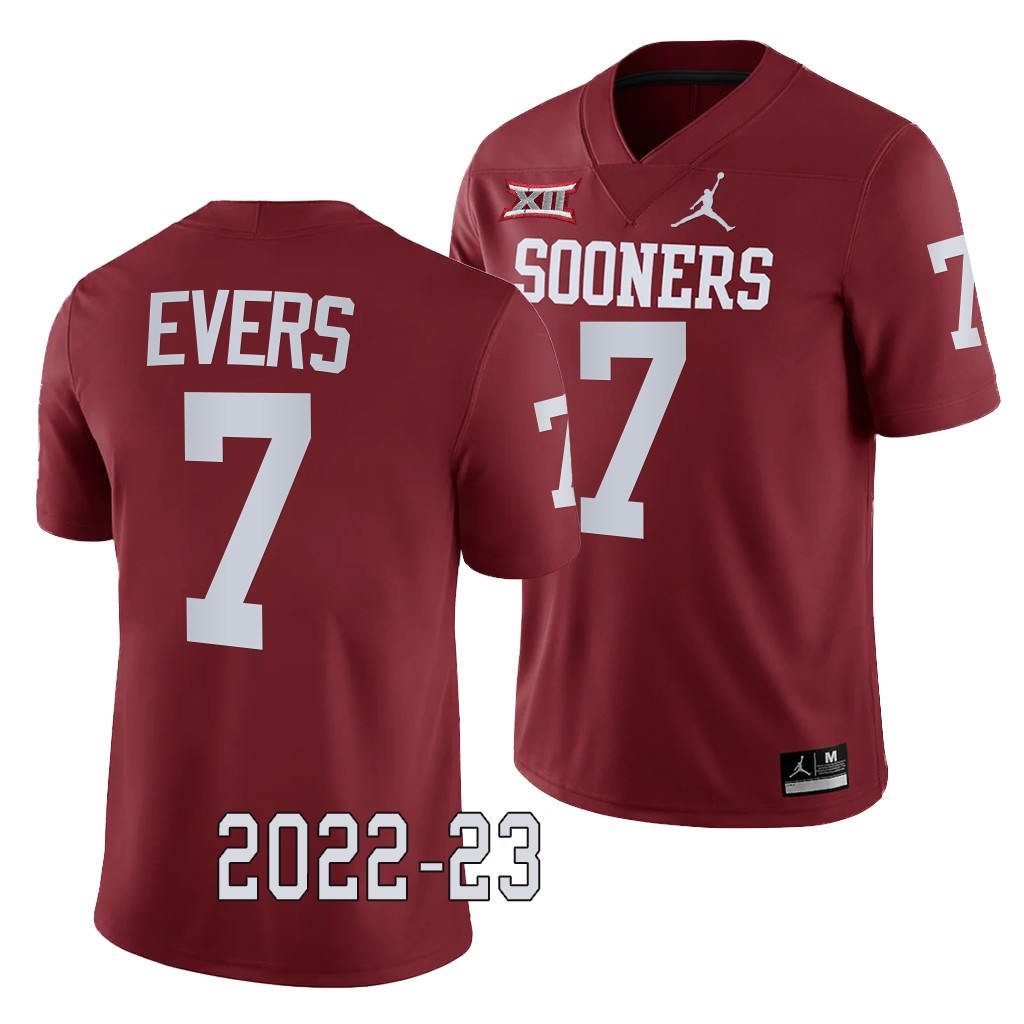 Oklahoma Sooners Nick Evers College Jersey #7 Crimson 2022-23 Game Uniform M3EEFGXV