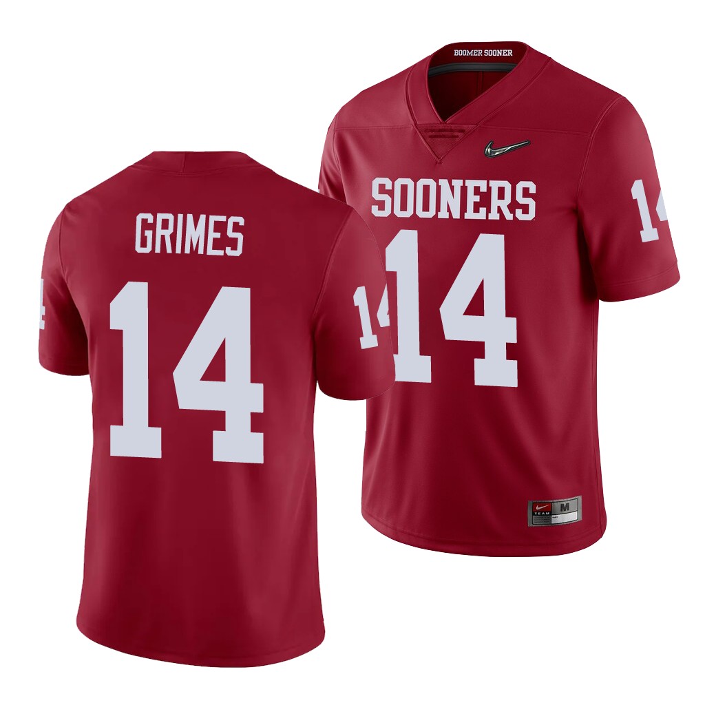 Oklahoma Sooners Reggie Grimes 14 Crimson College Playoff Game Jersey SYQMNGXV