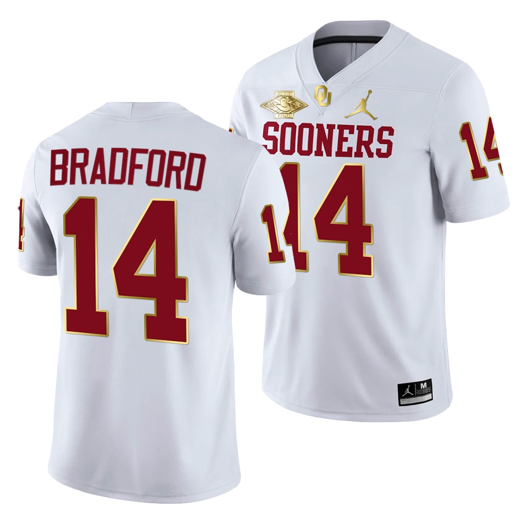 Oklahoma Sooners Sam Bradford 14 White Red River Showdown Alumni Jersey Men VIYVFGXV