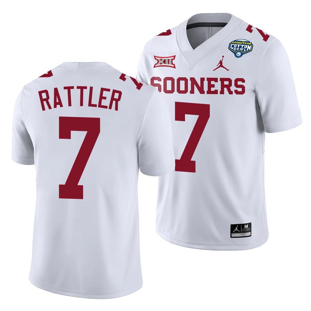 Oklahoma Sooners Spencer Rattler Cotton Bowl Classic White College Jersey QRN1GGXV