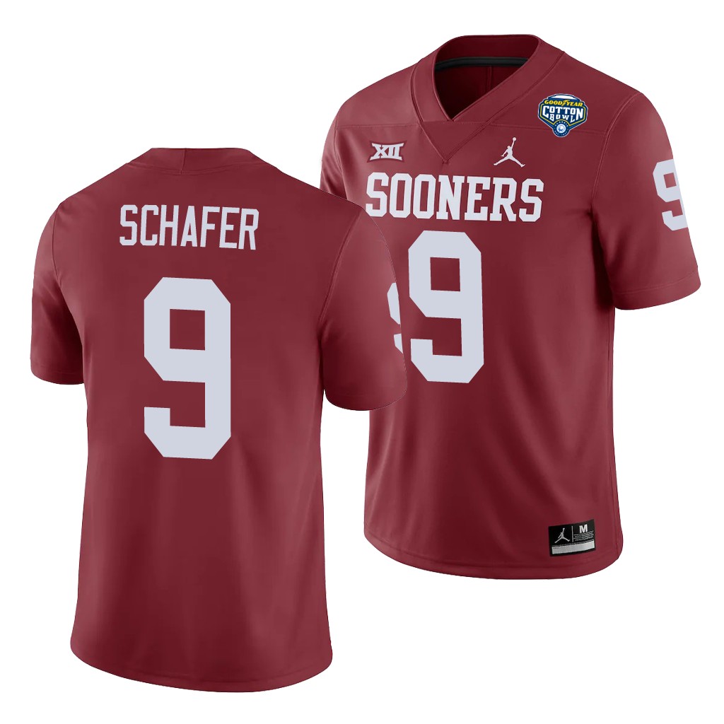 Oklahoma Sooners Tanner Schafer Crimson Cotton Bowl Game Jersey GI0OTGXV