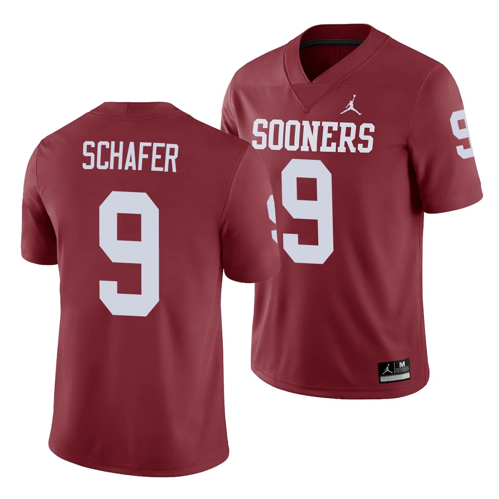 Oklahoma Sooners Tanner Schafer Crimson Game College Jersey SSIZYGXV