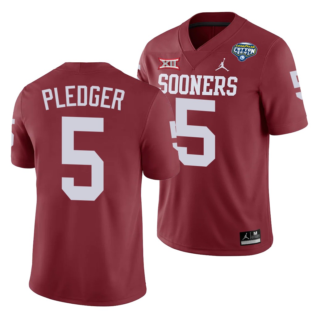 Oklahoma Sooners T.J. Pledger Cotton Bowl Classic Crimson College Jersey JNEYDGXV
