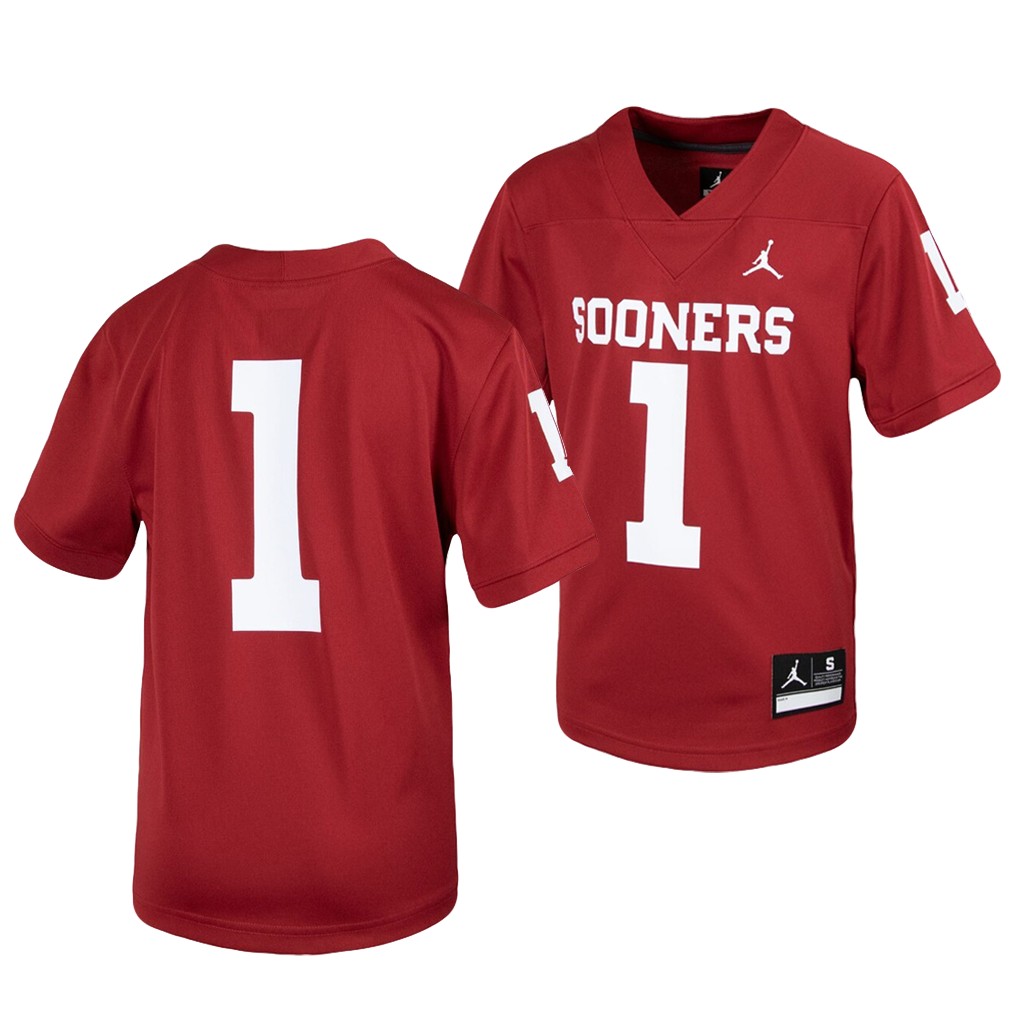 Oklahoma Sooners Youth Crimson Untouchable Jersey 8YDYQGXV