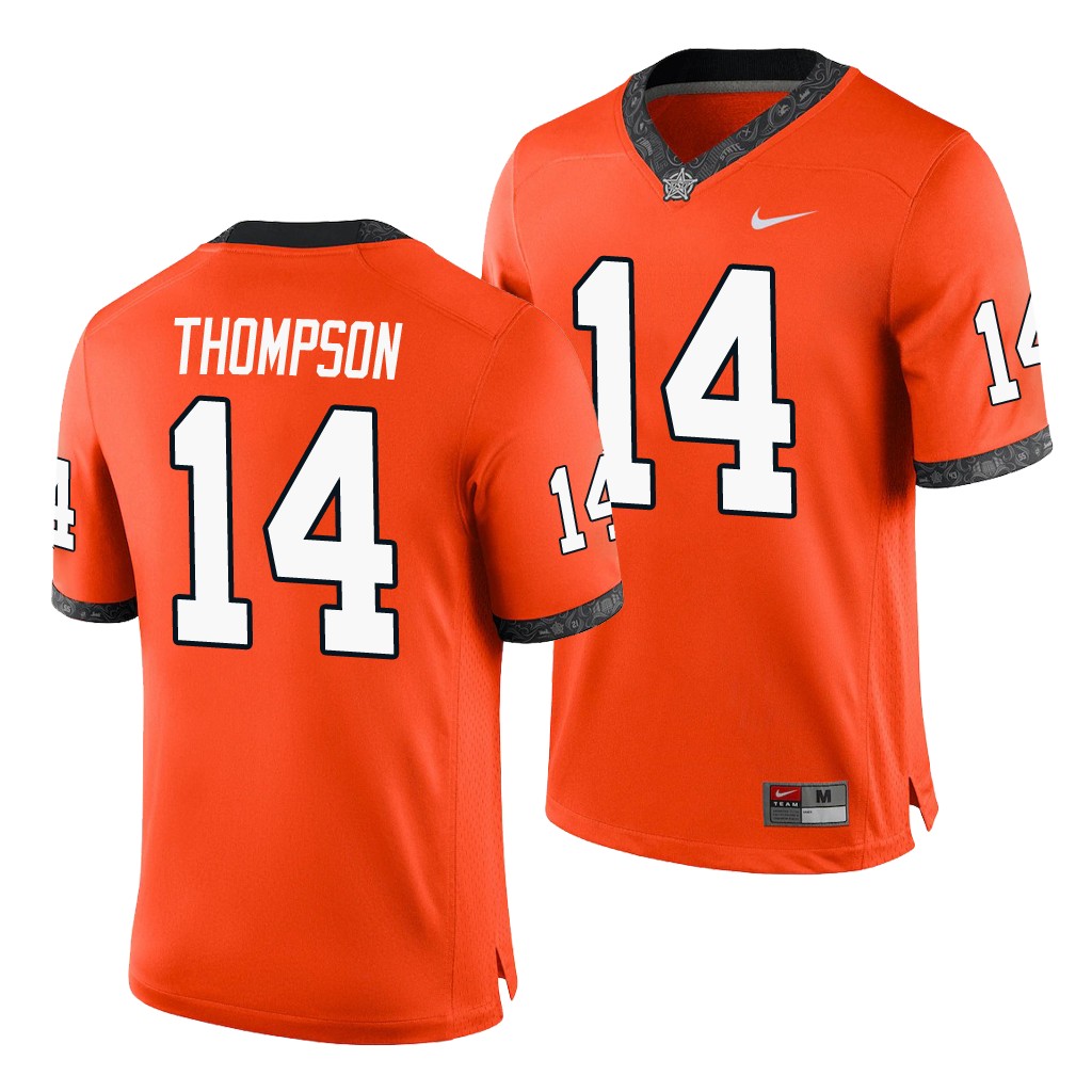 Oklahoma State Cowboys Peyton Thompson Orange College Game Jersey HCIO2GXV